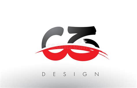 de borstel logo letters van cz   met rode en zwarte swoosh borstelvoorzijde stock illustratie
