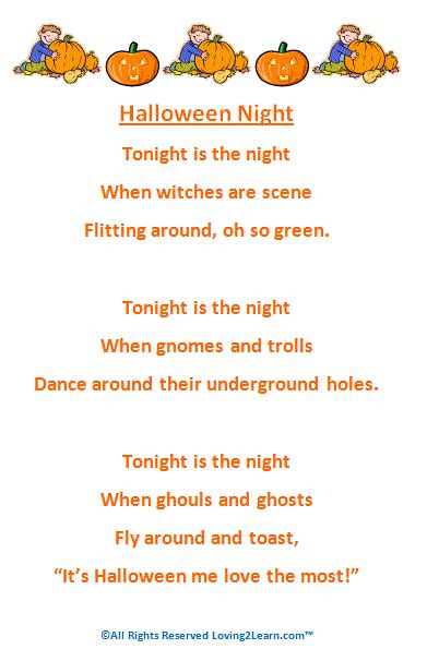 halloween poems printable halloween poems  kids halloween poems
