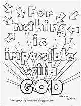 Coloring God Pages Bible Kids Luke Nothing Impossible Good Color Verse Sheets Printable Adults Sunday School Adult Coloringpagesbymradron Crafts Adron sketch template