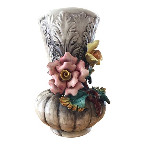 vintage capodimonte italian porcelain flower rose vase chairish