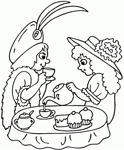 tea party coloring pages print coloring home