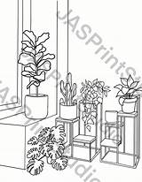 Houseplants sketch template