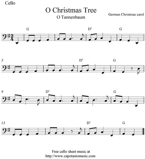 christmas tree  christmas cello sheet  notes