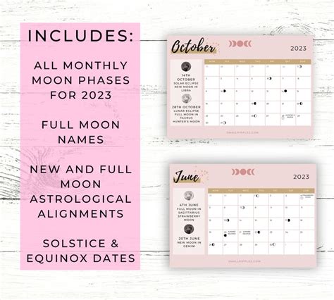 moon calendar  printable moon phase calendar lunar etsy
