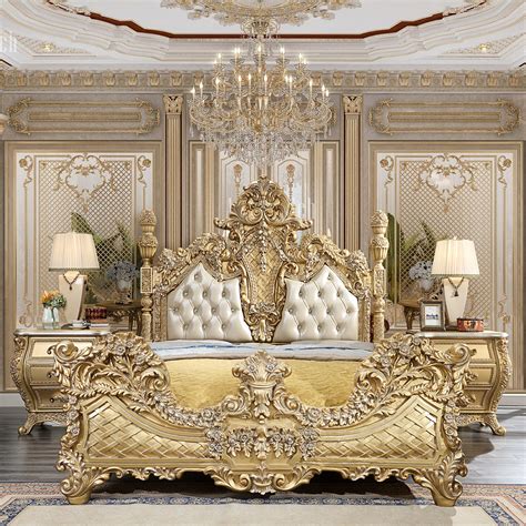 homey design hd  eastern king pc bedroom set metallic antique