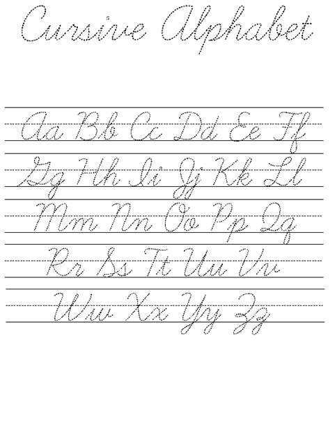 cursive alphabet worksheets printable  learning gambaran