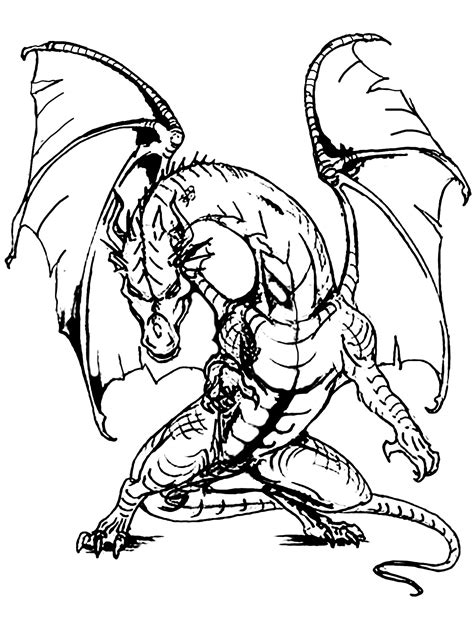 giant dragon dragons adult coloring pages