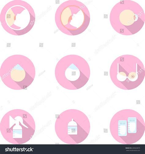 set flat icon breastfeeding breast padsbottle stock vector 289602875 shutterstock