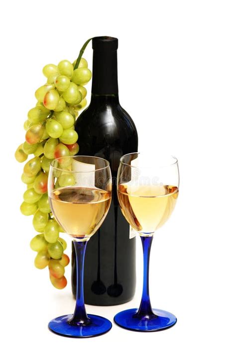 two glasses of wine bottle an stock image image of bottle wine 2315273