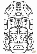 Mayan Mask Coloring Maya Kids Face Pages Drawing Masks Mascaras Aztecas Printable Dibujos Aztec Mayans Template Arte Pyramid Crafts Mayas sketch template