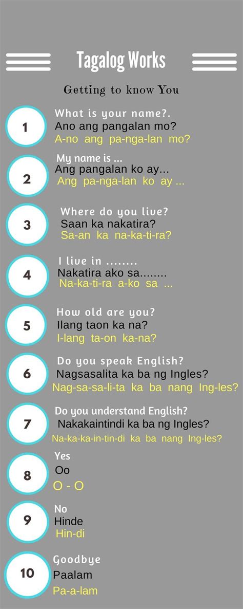 tagalog learning basic vocabulary filipino words tagalog words
