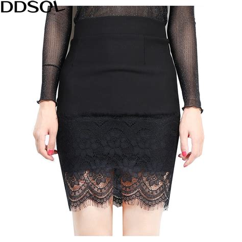 ddsol office lady skirts sexy plus size high waist lace pencil skirt