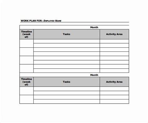 work plan template excel luxury work plan template