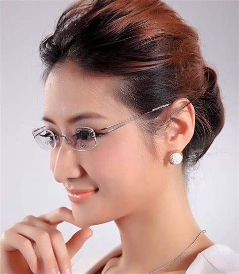 designer womens rimless titanium glasses frames eyeglasses flexible