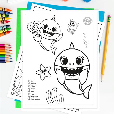 baby shark color  number printables kids activities blog