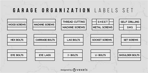 garage storage organization labels set vector