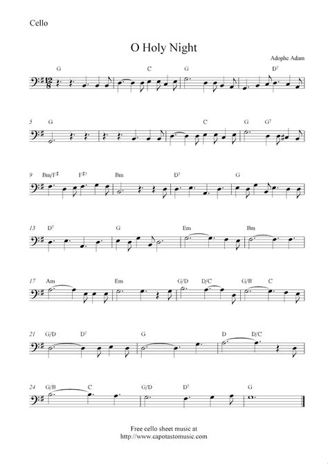 holy night  christmas cello sheet  notes