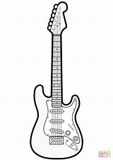 Guitar Electric Coloring Pages Printable Template Templates Sketch sketch template