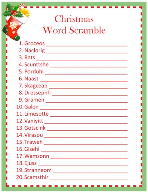 printable christmas word games  adults  printable templates