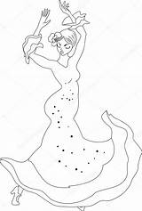 Flamenco Colorare Ballerina sketch template
