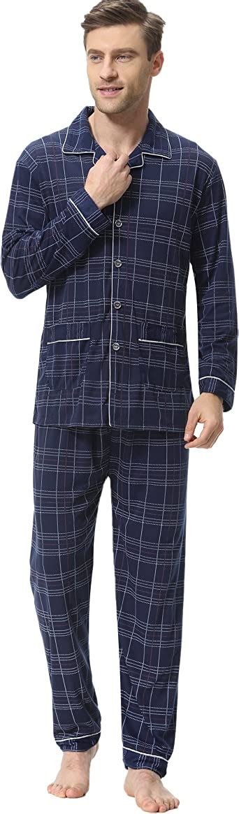 iclosam pyjama voor heren tweedelige pyjama van katoen top en broek met lange mouwen