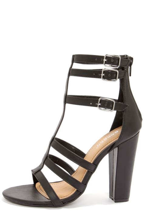cute black heels strappy heels peep toe heels high