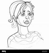 Drawing Crying Girl Emotions Severely Sketch Alamy Human Hand Young sketch template