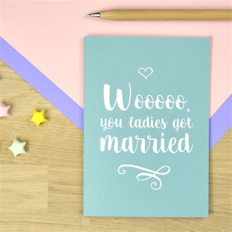 same sex wedding card for female couple by pink and turquoise