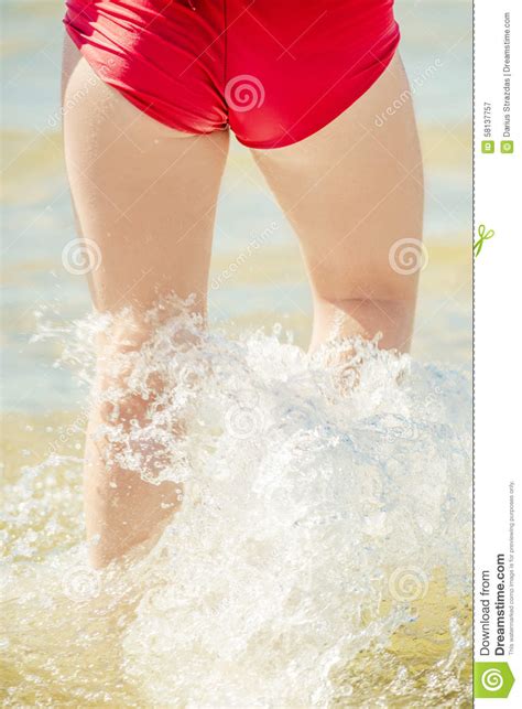 girl bikini back stock image image of happy girl runs