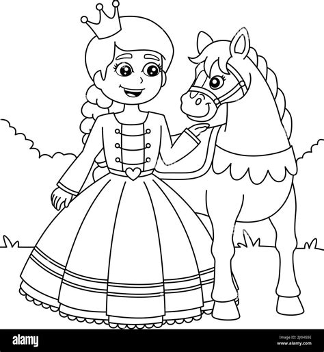 princess  horse coloring page  kids stock vector image art alamy
