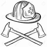Firefighter Helmet Fire Drawing Sketch Equipment Hat Clipart Stock Vector Axes Illustration Coloring Objects Hard Getdrawings Doodle Format Style Clip sketch template