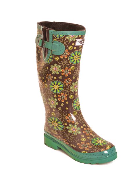 women rubber rain boots  faux fur lining night bloom  walmartcom