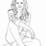 Emma Watson Coloring Pages Seated Hermione Hellokids Printable Granger sketch template