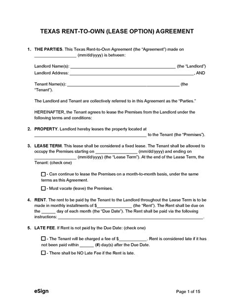 printable texas residential lease agreement printable templates