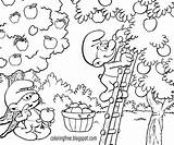 Coloring Apple Picking Pages Orchard Kids Smurf Smurfs Color Lazy Garden Printable Drawing Farmer Cartoon Getdrawings Getcolorings Farm Print Beautiful sketch template