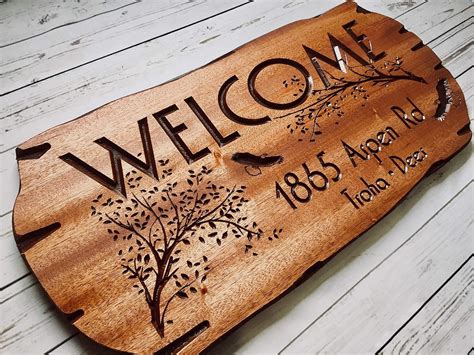 Personalized Wooden Sign Address Sign Outdoor Welcome