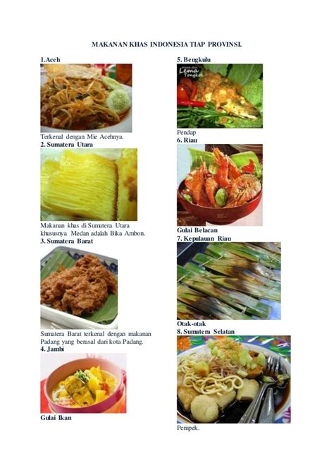 makanan khas indonesia tiap provinsi  indonesia