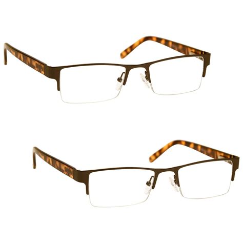 Uv Reader Metal Frame Brown Tortoiseshell Arms Reading Glasses 2 Pack