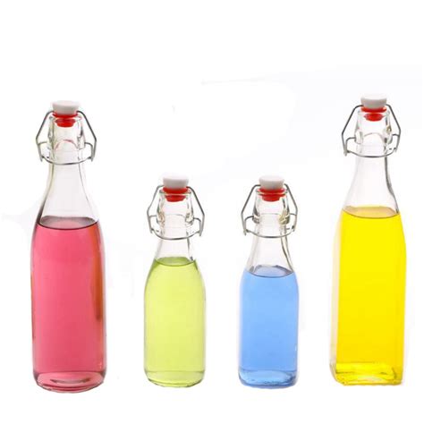 Recycled Eco Friendly Round Clear Swing Top Glass Soft Drink Bottle