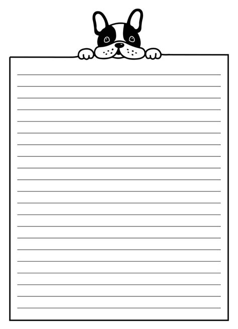 dog lined writing paper  borders    printables