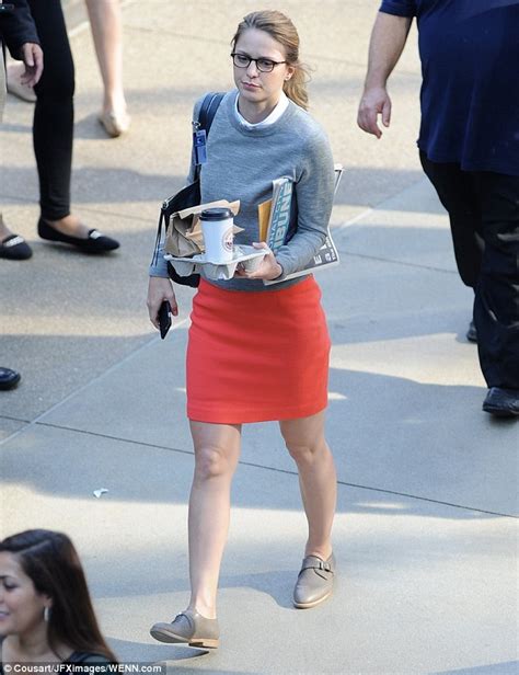 Melissa Benoist Swaps Her Suit For Normal Clothes On Set Of New Cbs
