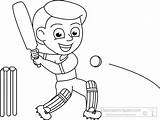 Cricket Outline Clipart Coloring Sports Boy Kids Bat Template Sketch sketch template