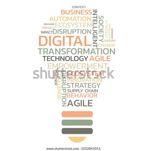 Cloud Word Digital Transformation Stock Illustration
