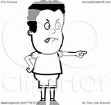 Boy Cartoon Pointing Mad Coloring Clipart Vector Outlined Thoman Cory Royalty sketch template