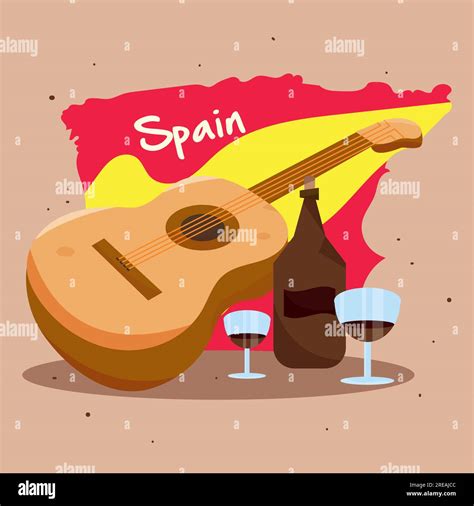 map  spain  wine drink   wooden guitar spain culture template