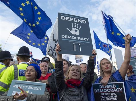 hundreds  angry pro  anti brexit protesters clash  parliament  police intervene
