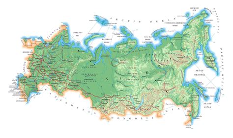 geografische kaart van rusland topografie en fysieke kenmerken van rusland