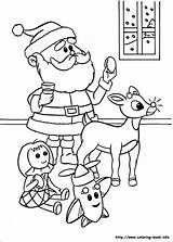 Rudolph Santa Coloring Pages Reindeer Claus Red Nose sketch template