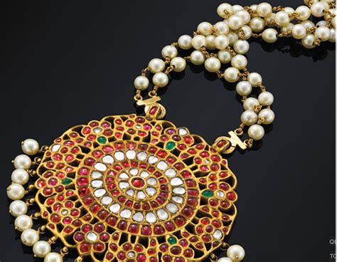 traditional antique pearl necklace designs  gold dhanalakshmi jewellers