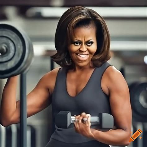 michelle obama lifting weights in the gym